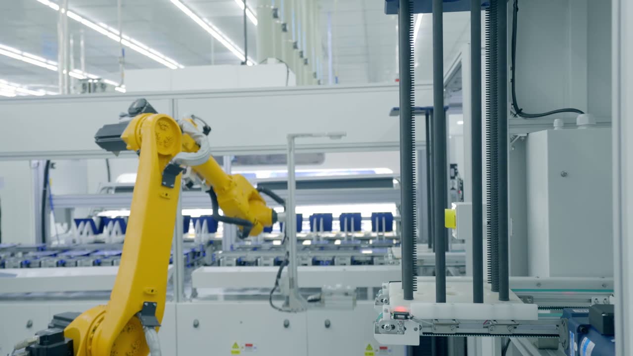 Aerial view of an automotive manufacturing plant floor